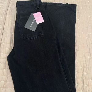 Pretty little thing black split hem jeans